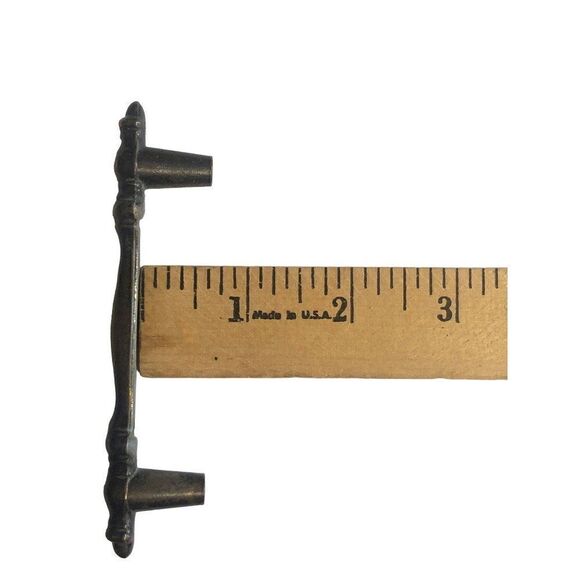 Set of 2 Vintage Solid Brass Cabinet Handle Drawer Pull Hardware - Picture 4 of 4